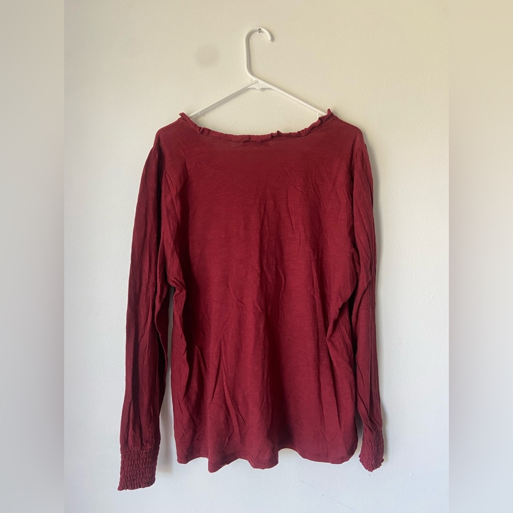Sonoma Split Neck Knit Long Sleeve Top - Deep Red - Picture 11 of 12